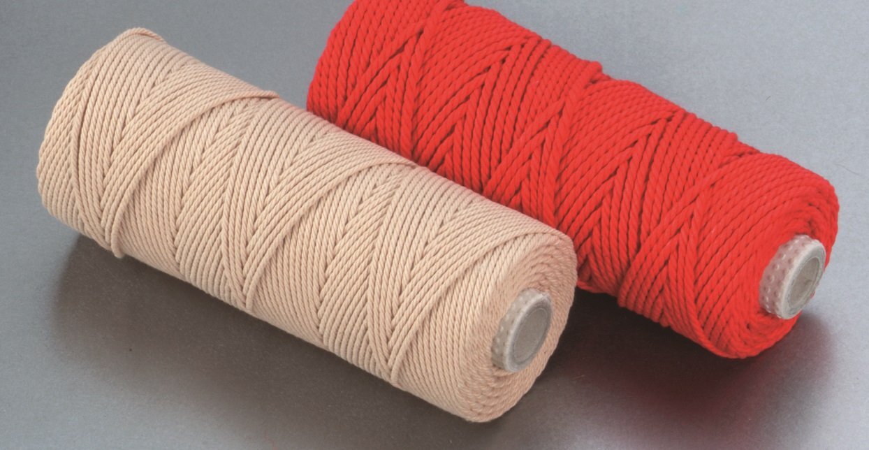 Baumwollgarn, Stärke: 3 mm, Länge: 60 m, weiß