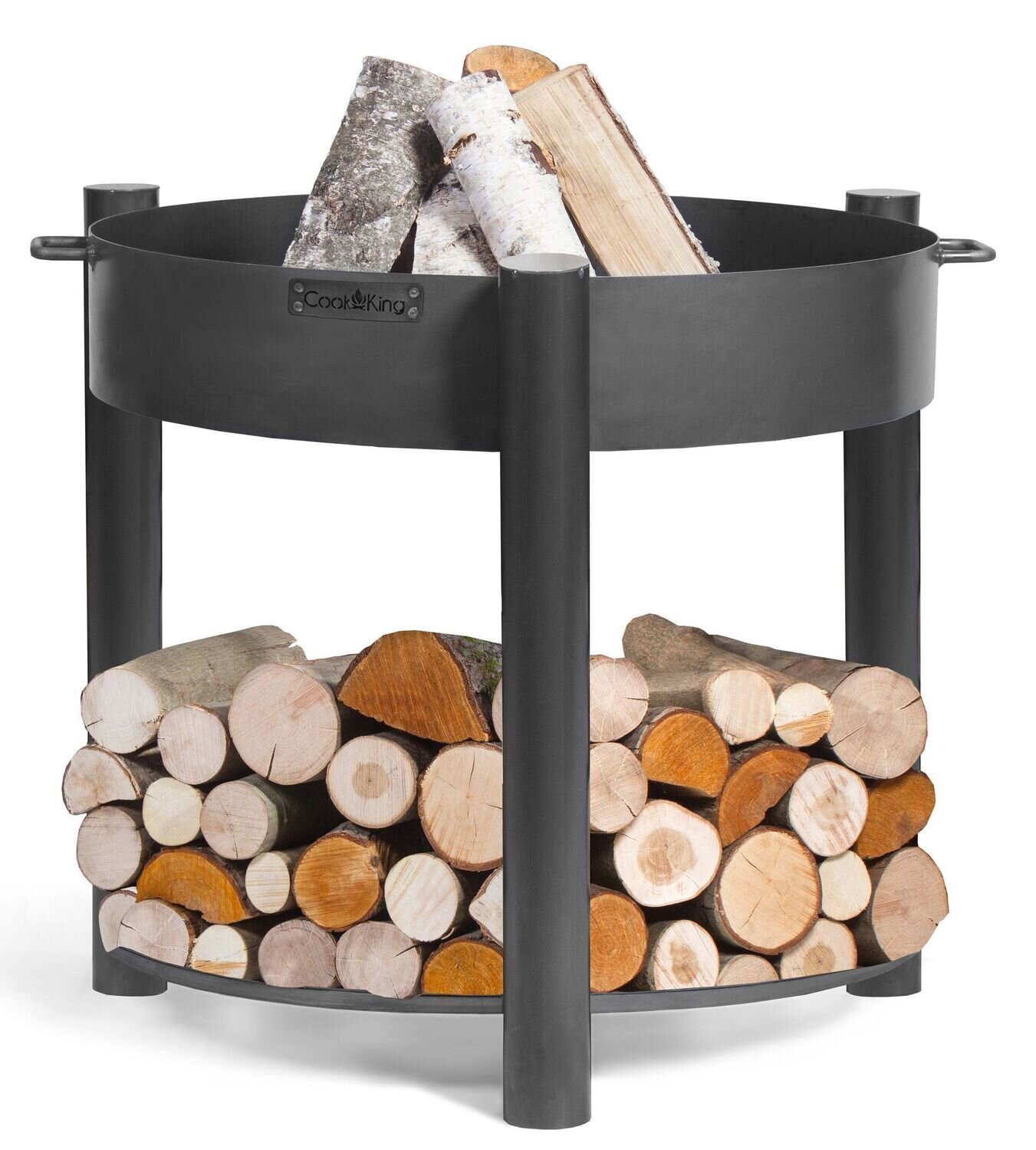 COOK KING ® Feuerschale "MONTANA HIGH“ mit Griff und Holzablage, 80 cm hoch