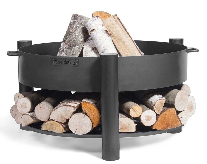 COOK KING ® Feuerschale mit Griff und Holzablage, Modell COOK KING ® Feuerschale mit Griff und Holzablage, Modell "MONTANA"