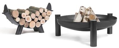 COOK KING ® Feuerschale “PALMA” und Griff & separate Holzablage “MILA”, Schale: 80 cm Ø