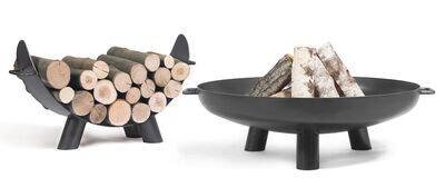 COOK KING ® Feuerschale und Griff & separate Holzablage “MILA”, Modell "BALI"