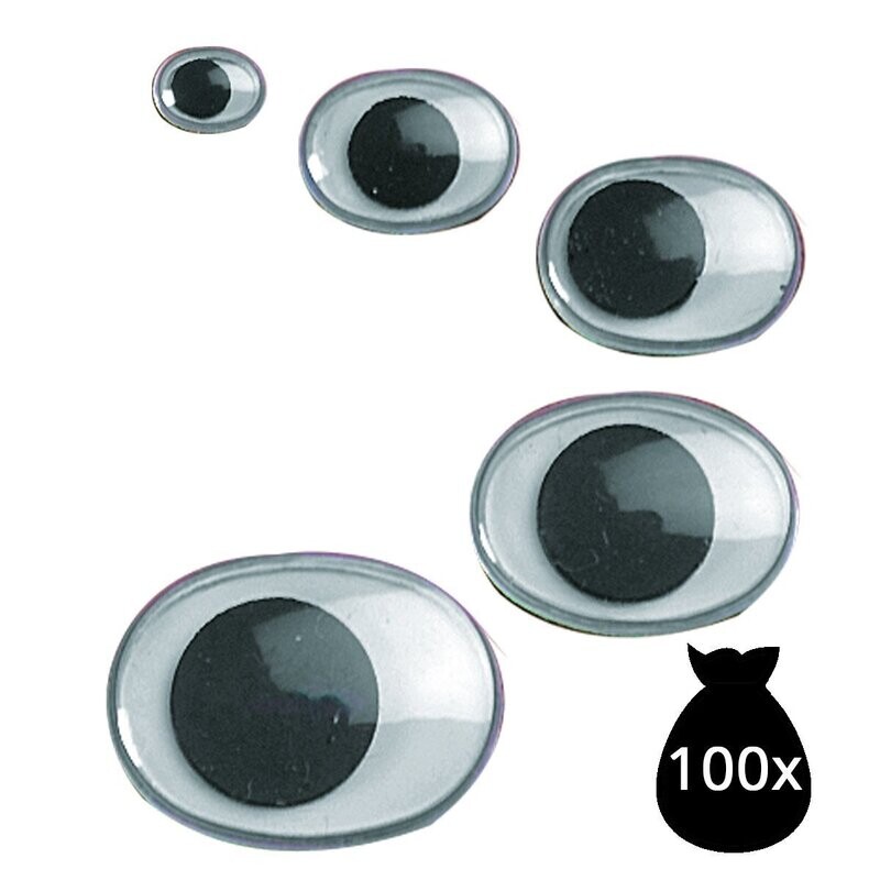 Wackelaugen rund, 100 Stück, 7 mm