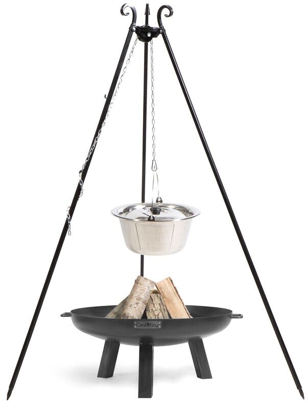 COOK KING ® Set - Schwenkgrill 180 cm, Feuerschale und Edelstahl-Gulaschk, Modell COOK KING ® Set - Schwenkgrill 180 cm, Feuerschale und Edelstahl-Gulaschk, Modell "POLO"