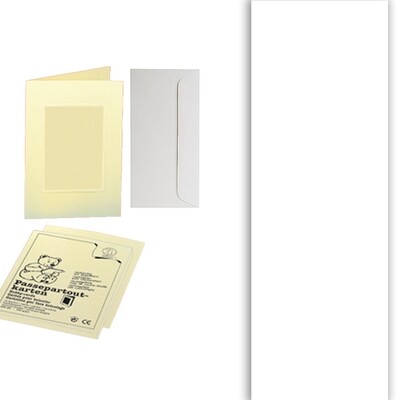 Passepartoutkarten, weiß 190 g / qm, mit rechteckigem Ausschnitt und B