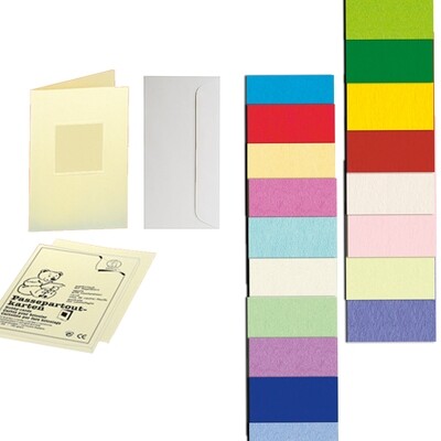Passepartoutkarten 190 g / qm, mit quadratisch Ausschnitt und Briefums, 5er-Pack