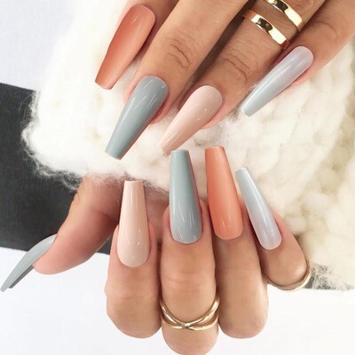 THINKSHOW Professional Colorful False Nail Tips Full Cover Fake Nails Long Ballerina Nail Art Tips DIY Manicure Decor Tools