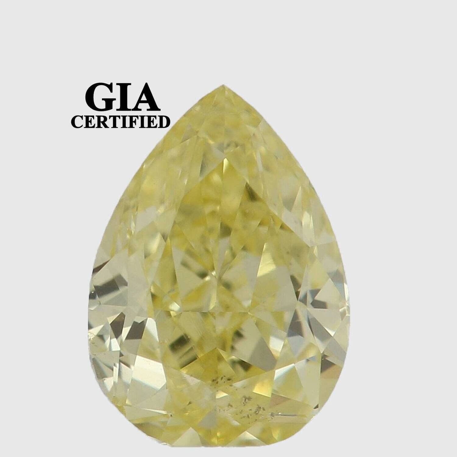 GIA CERTIFIED Natural Loose Diamond Pear Intense Yellow Color SI2 Clarity 0.56 Ct L4706 Bkk (Free Shipping USA)