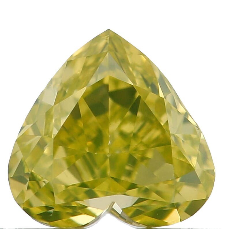 GIA CERTIFIED Natural Loose Diamond Vivid Greenish Yellow Color Heart VS2 Clarity 0.30 Ct L6890 Bkk (Free Shipping USA)