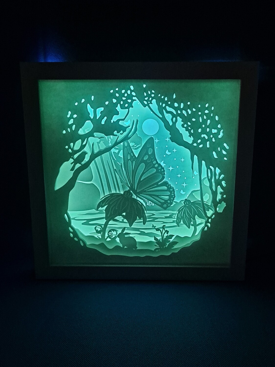 Butterfly over water 9x9 inch lightbox