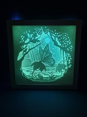 Butterfly over water 9x9 inch lightbox
