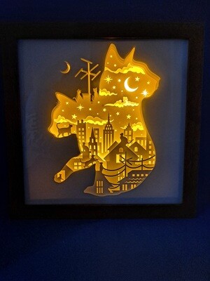 Cat and Moon 9x9 inch lightbox