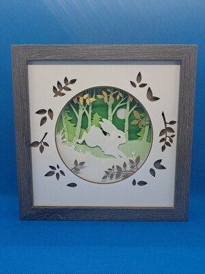 Hare in the Forest 8x8 inch shadowbox
