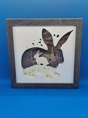 Rabbit Layered 8x8 inch shadowbox