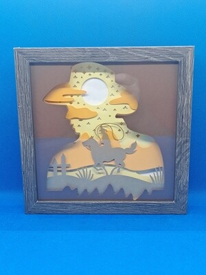 Cowboy Layered 8x8 inch shadowbox