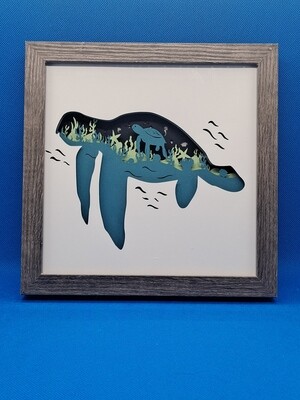 Sea Turtle Layered 8x8 inch shadowbox
