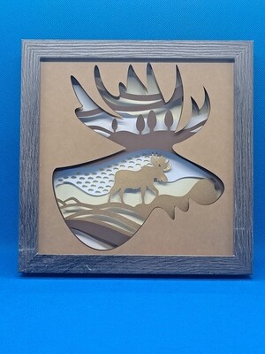 Moose 3D Layered 8x8 inch shadowbox