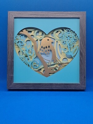 Floral Bird 3D Layered 8x8 inch shadowbox