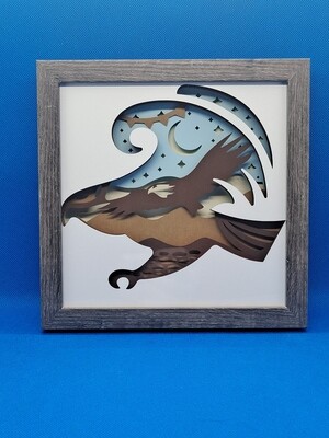 Eagle 3D Layered 8x8 inch shadowbox