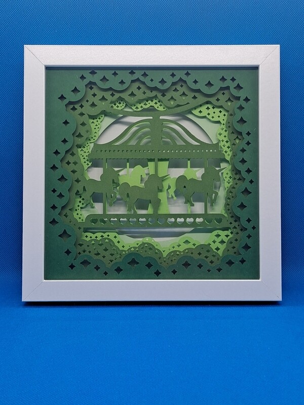 Carousel Pastel Green 3D Layered 8x8 inch shadowbox