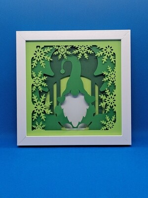Green Gnome 3D Layered 8x8 inch shadowbox