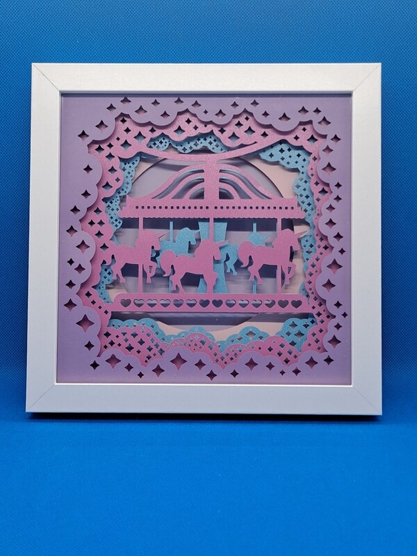 Carousel Pastel Purple 3D Layered 8x8 inch shadowbox