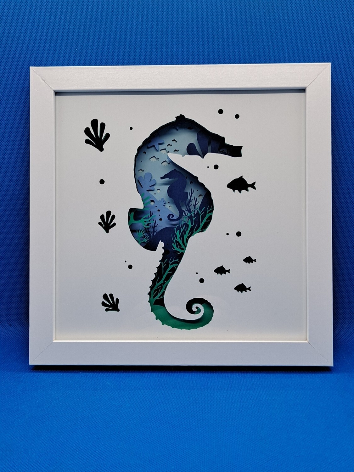 Seahorse 3D Layered 8x8 inch shadowbox