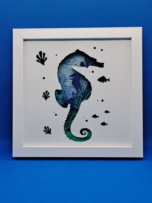 Seahorse 3D Layered 8x8 inch shadowbox