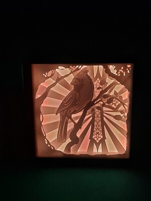 Cardinal with Cross 9x9 inch lightbox