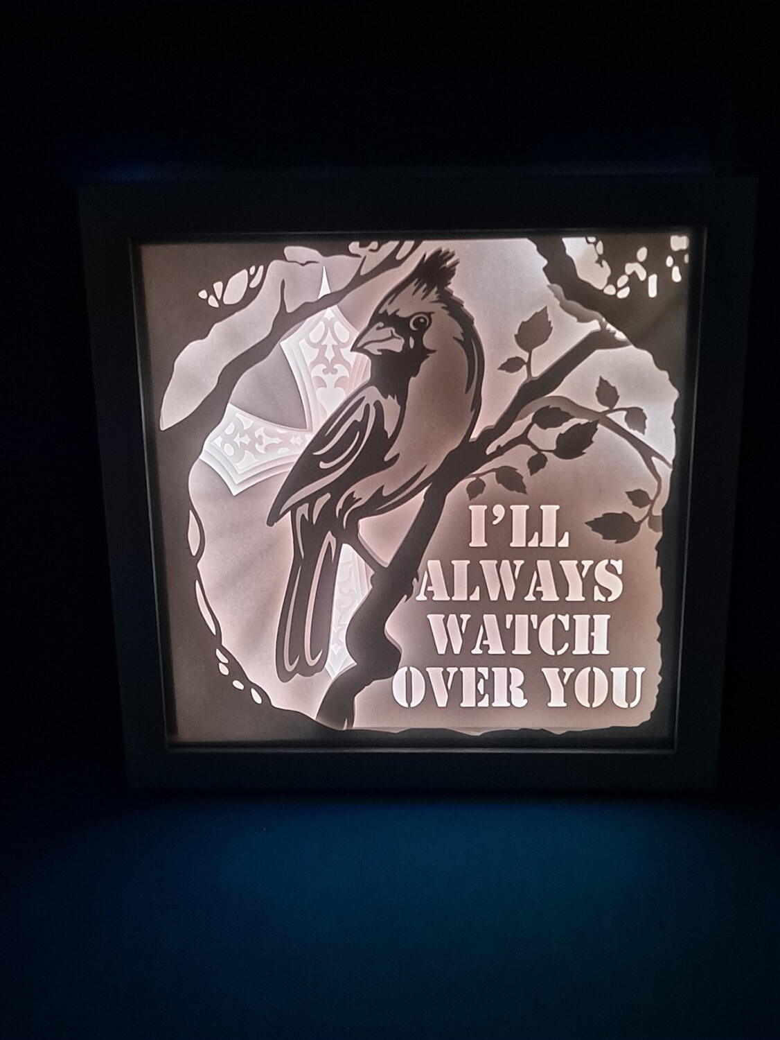 Cardinal Watch Over You 9x9 inch lightbox
