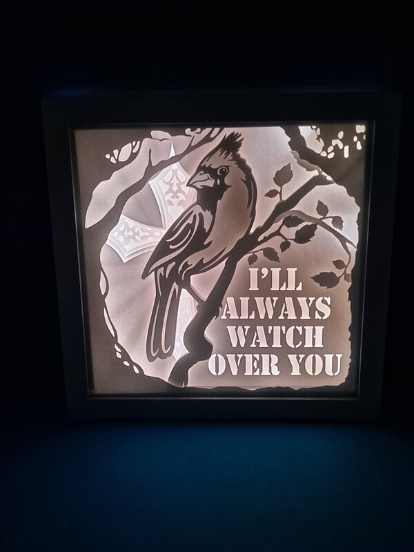 Cardinal Watch Over You 9x9 inch lightbox Cardinal Watch Over You 9x9 inch lightbox