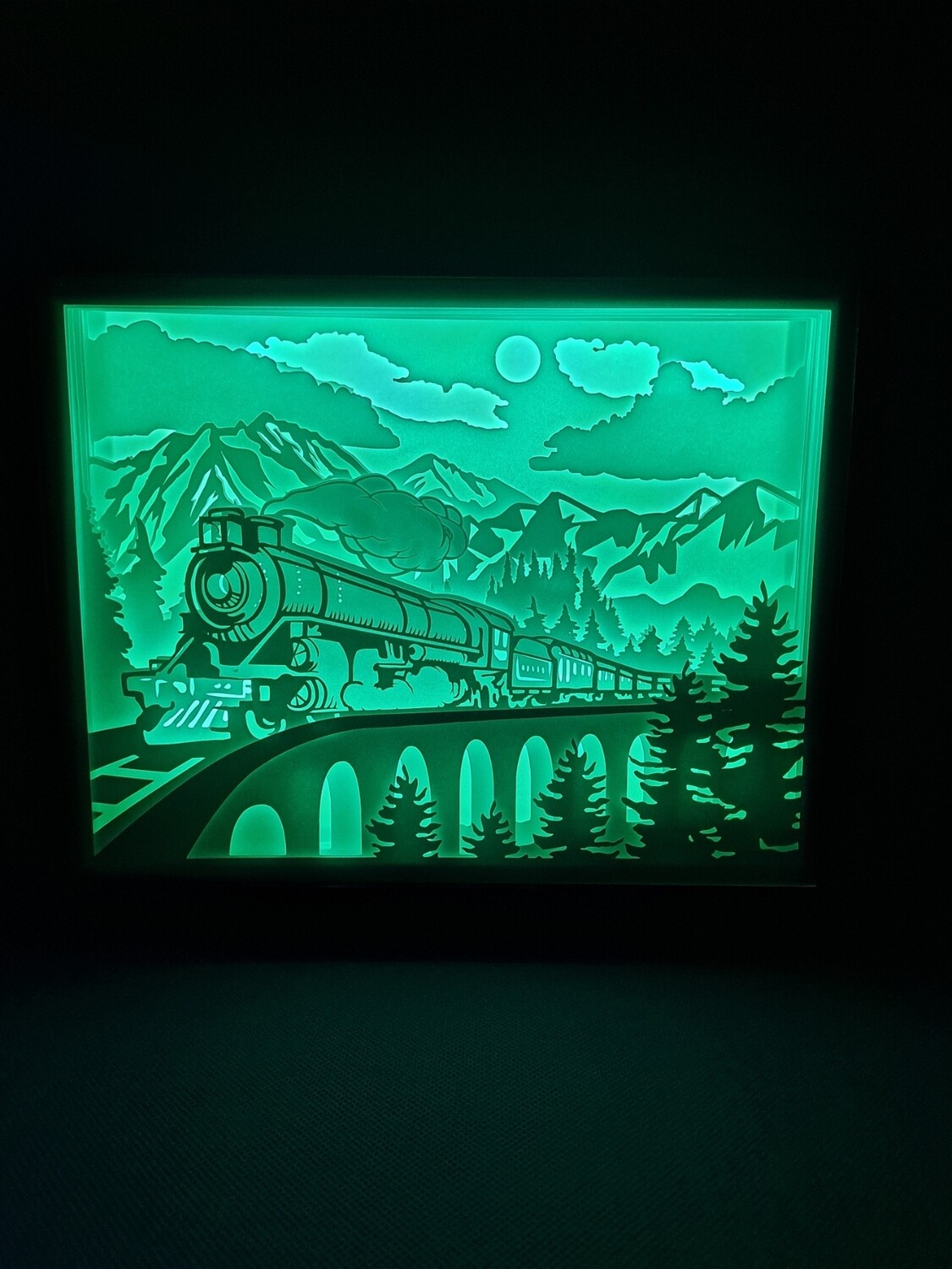 Train on Bridge 8x10 inch lightbox