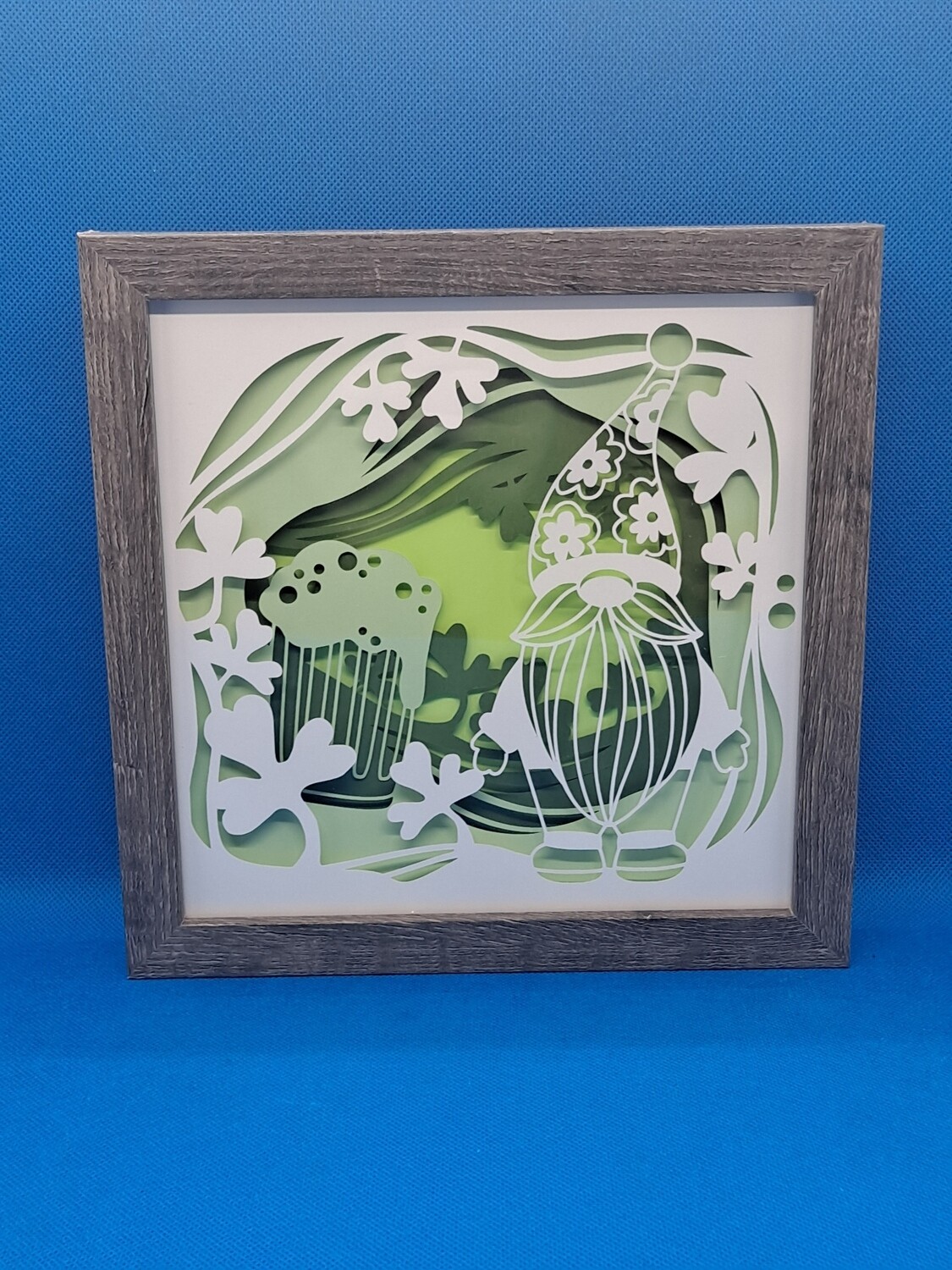Gnome St. Patrick&#39;s Day 3D Layered 8x8 inch shadowbox