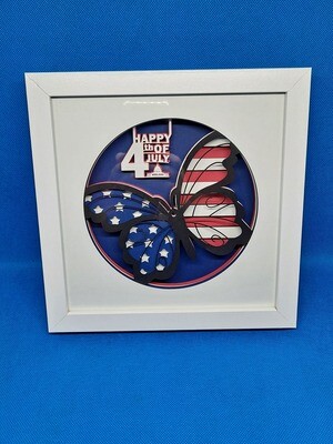 July 4th Butterfly 3D Layered 8x8 inch shadowbox