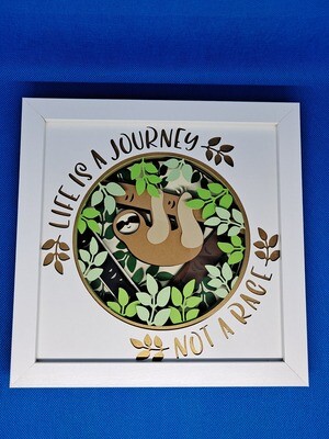 Sloth Life is a Journey 3D Layered 8x8 inch shadowbox