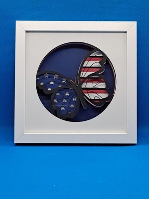 Patriotic Butterfly 3D Layered 8x8 inch shadowbox