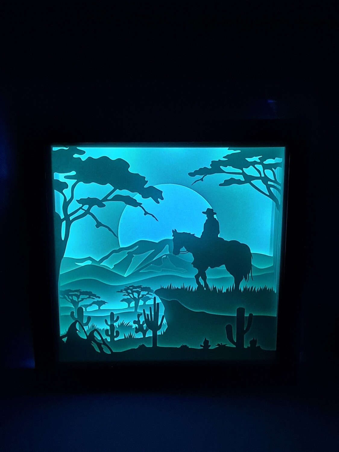 Cowboy Overlooking Valley 9x9 inch lightbox