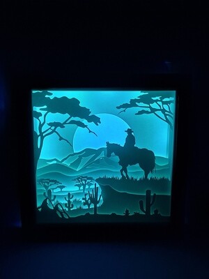 Cowboy Overlooking Valley 9x9 inch lightbox