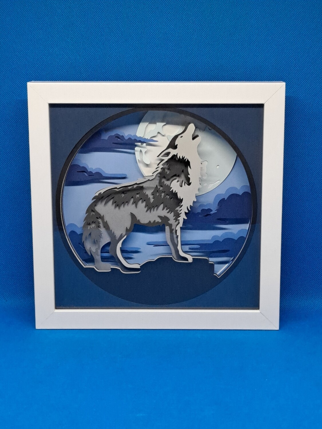 Howling Wolf Layered 8x8 inch shadowbox