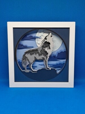 Howling Wolf Layered 8x8 inch shadowbox