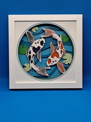 Koi fish Layered 8x8 inch shadowbox