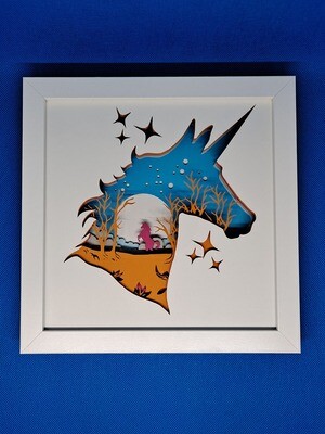 Unicorn Forest Layered 8x8 inch shadowbox