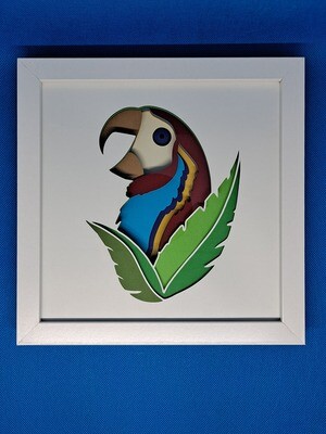 3D Parrot Layered 8x8 inch shadowbox