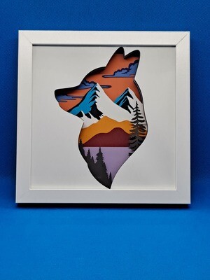Fox 3D Layered 8x8 inch shadowbox
