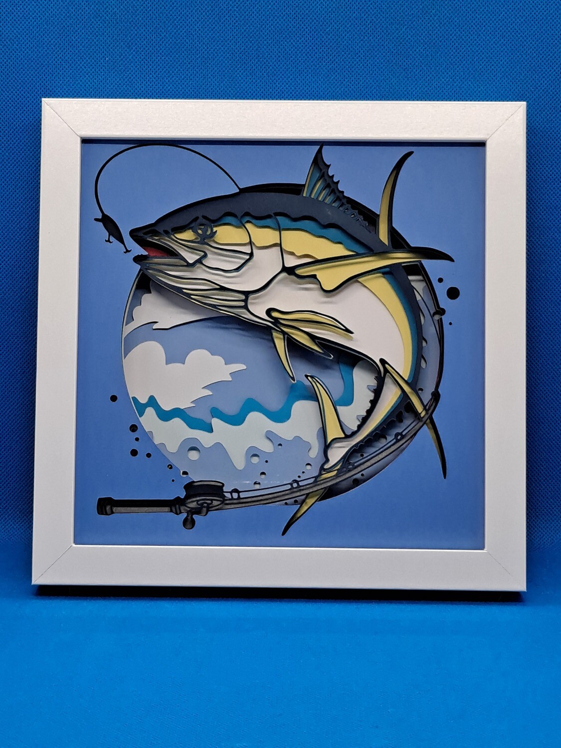 Tuna Fishing 3D Layered 8x8 inch shadowbox