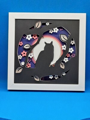 Owl Shadow Layered 8x8 inch shadowbox