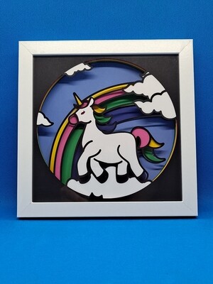 Rainbow Unicorn Layered 8x8 inch shadowbox