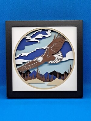 Eagle 3D Layered 8x8 inch shadowbox