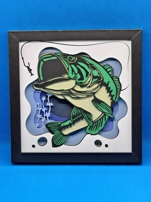 Fishing Layered 8x8 inch shadowbox