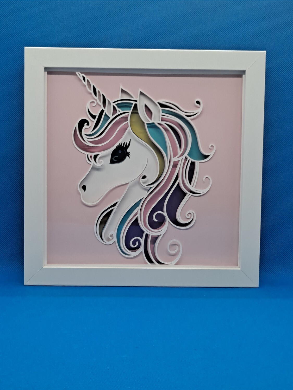 Unicorn colors Layered 8x8 inch shadowbox