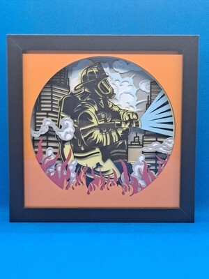 Firefighter Layered 8x8 inch shadowbox